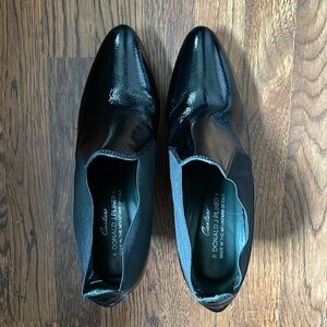 Donald Pliner Couture black patent leather high heel shoes, pointed toe, size 8